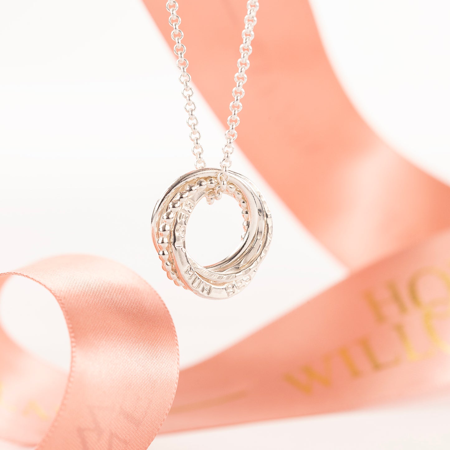 Personalised 5th Anniversary Necklace - The Original 5 Rings for 5 Years - Petite Silver