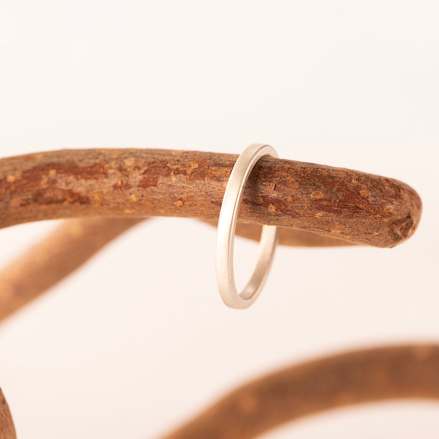 Satin Wedding Band - 2mm - 9kt White & Yellow Gold