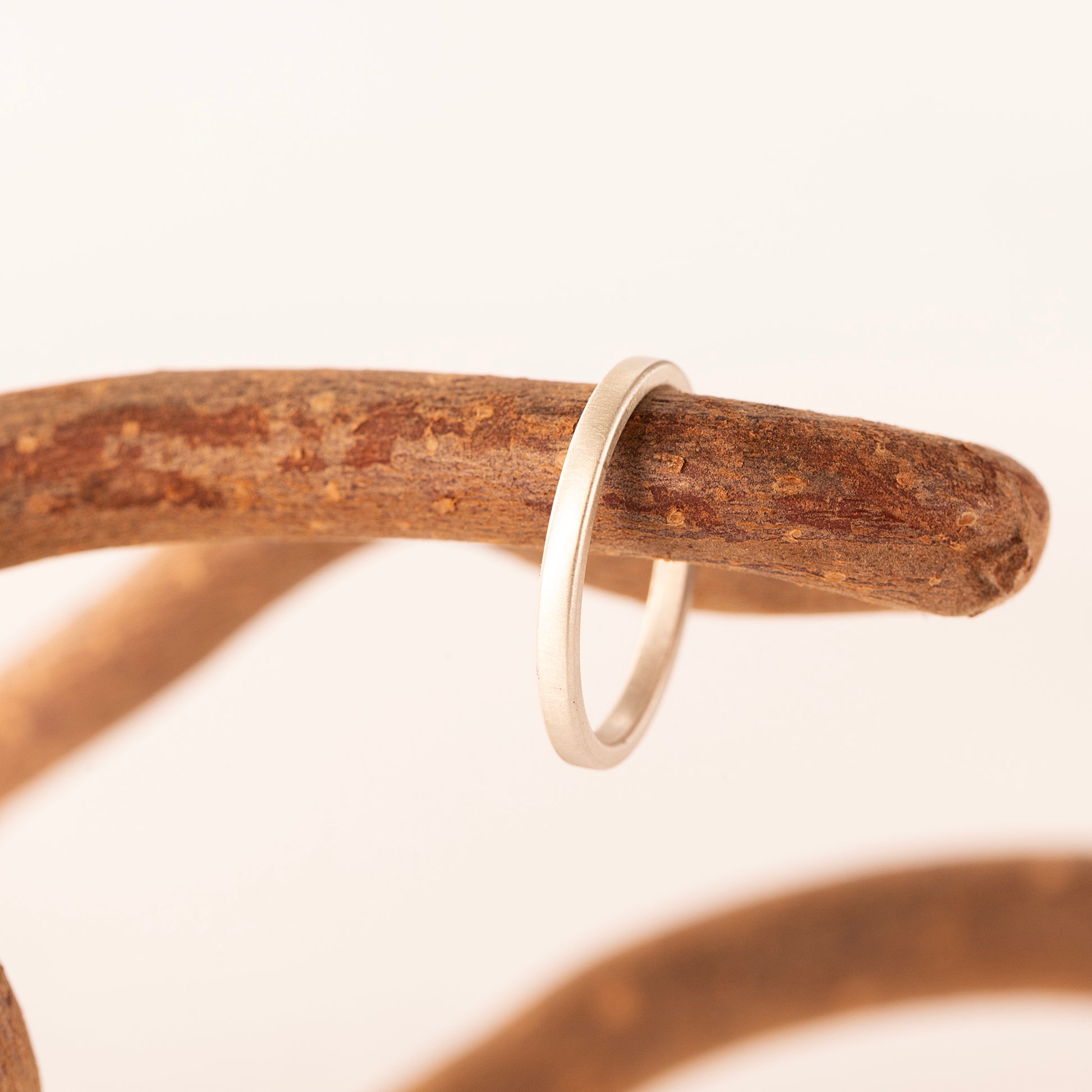 Satin Wedding Band - 2mm - 9kt White & Yellow Gold
