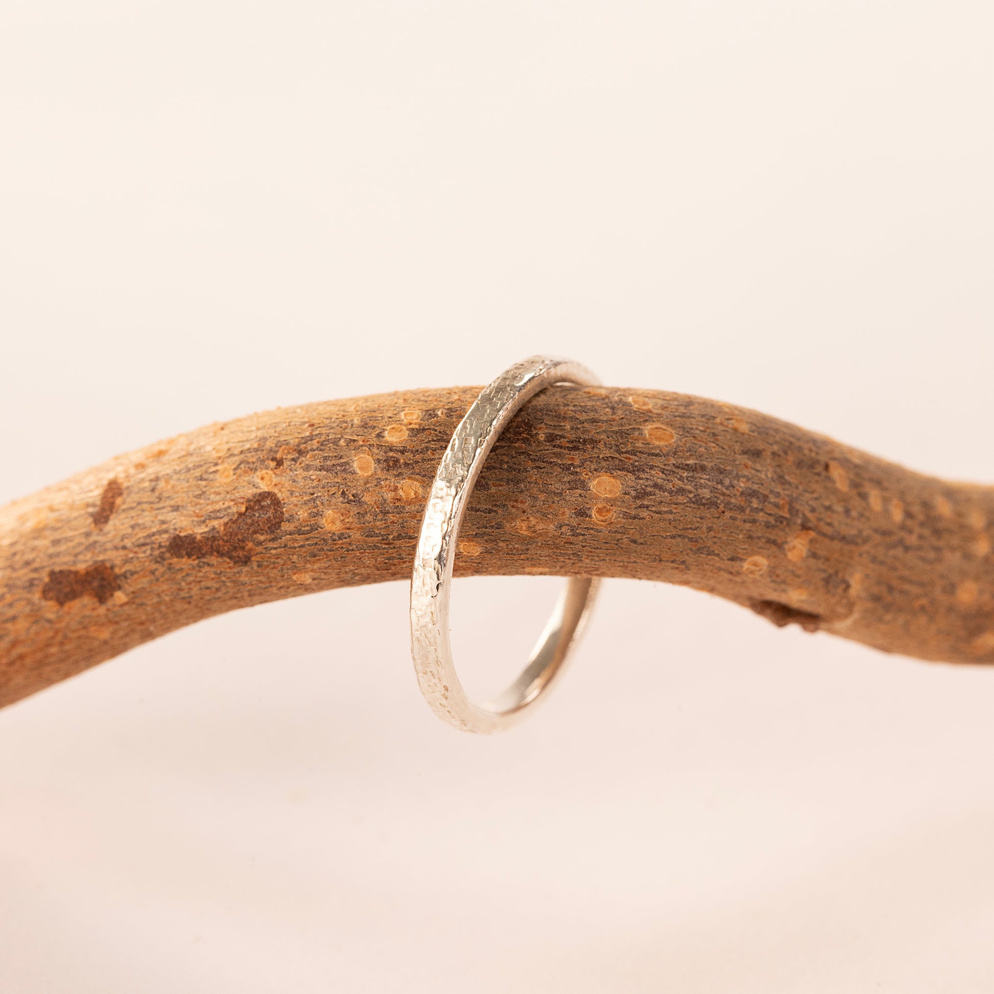 Stardust Textured Wedding Band - 2mm - 9kt White & Yellow Gold