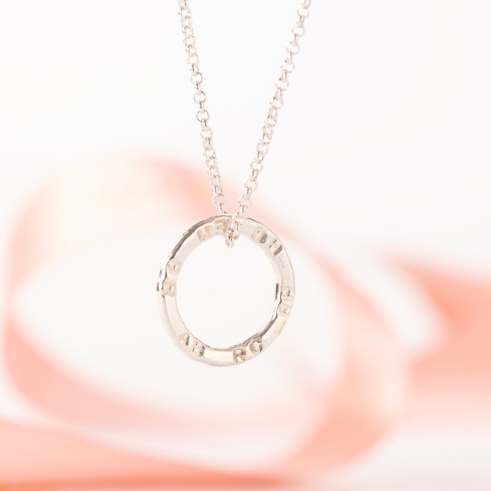 Gift for Bride from Hen Party - Personalised Circle of Hens Necklace - Silver
