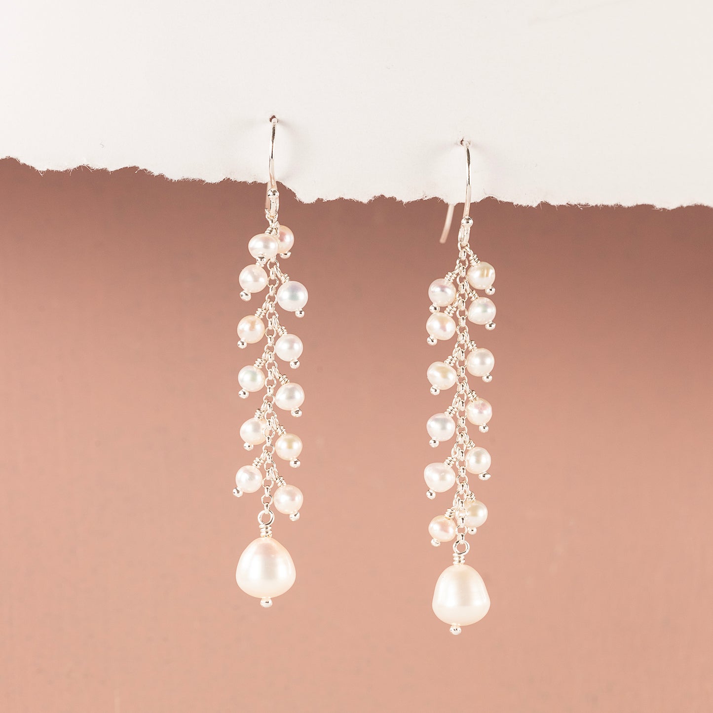 Pearl Vine Drop Earrings - Silver & Gold - Latona