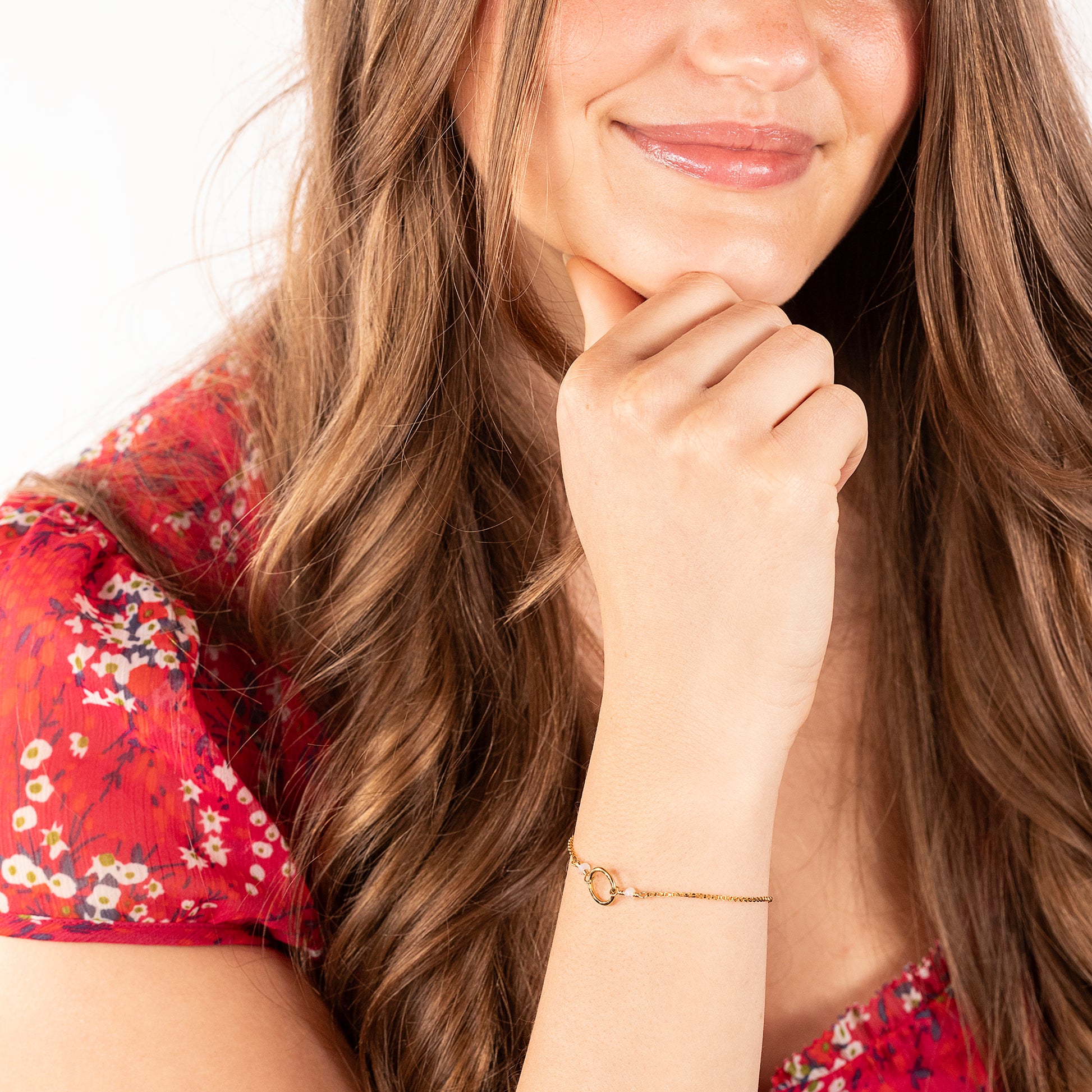 June Birthstone Halo Bracelet - Moonstone - Silver and Gold