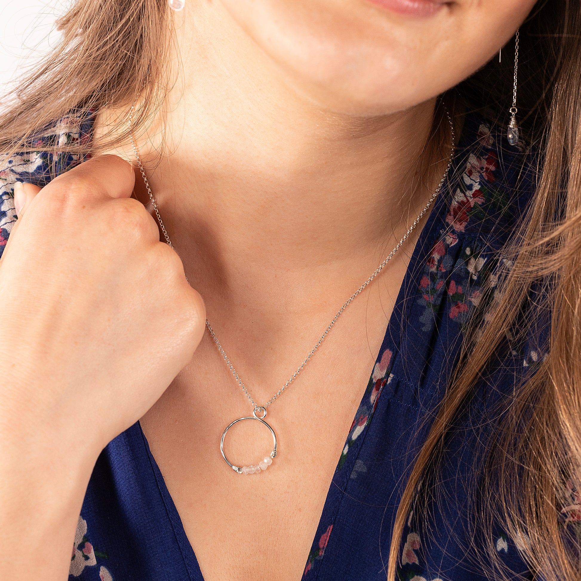 June Birthstone Infinity Necklace - Moonstone - Silver & Gold