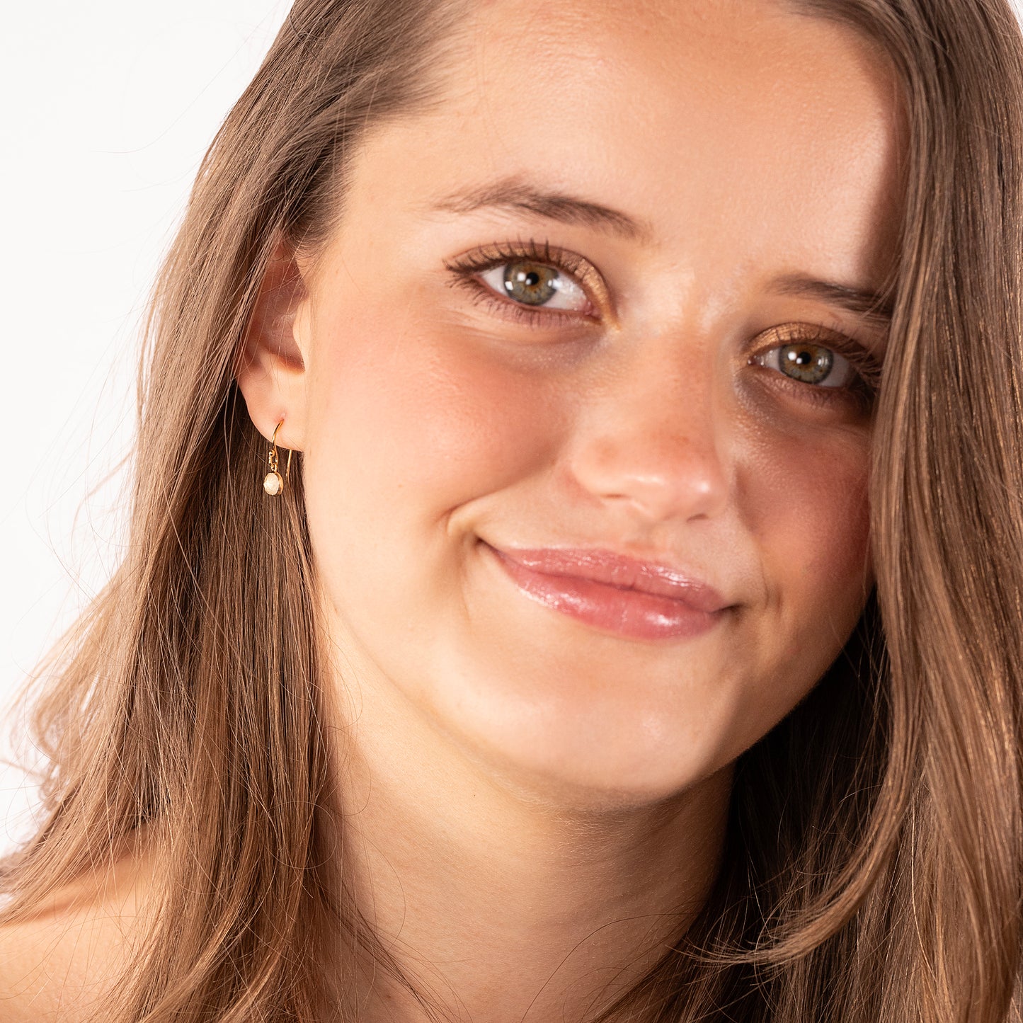 June Birthstone Drop Earrings - Moonstone - Silver & Gold