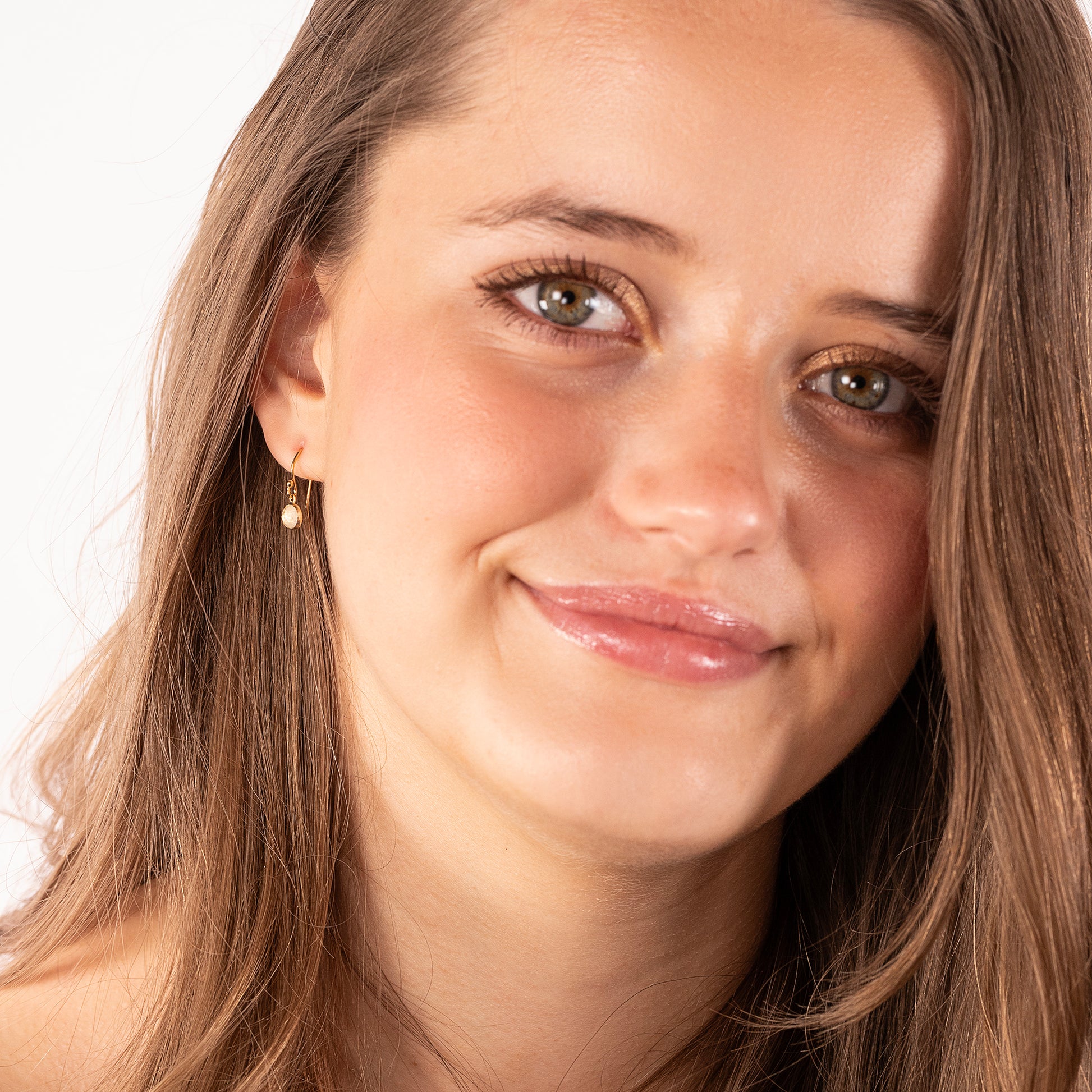 June Birthstone Drop Earrings - Moonstone - Silver & Gold