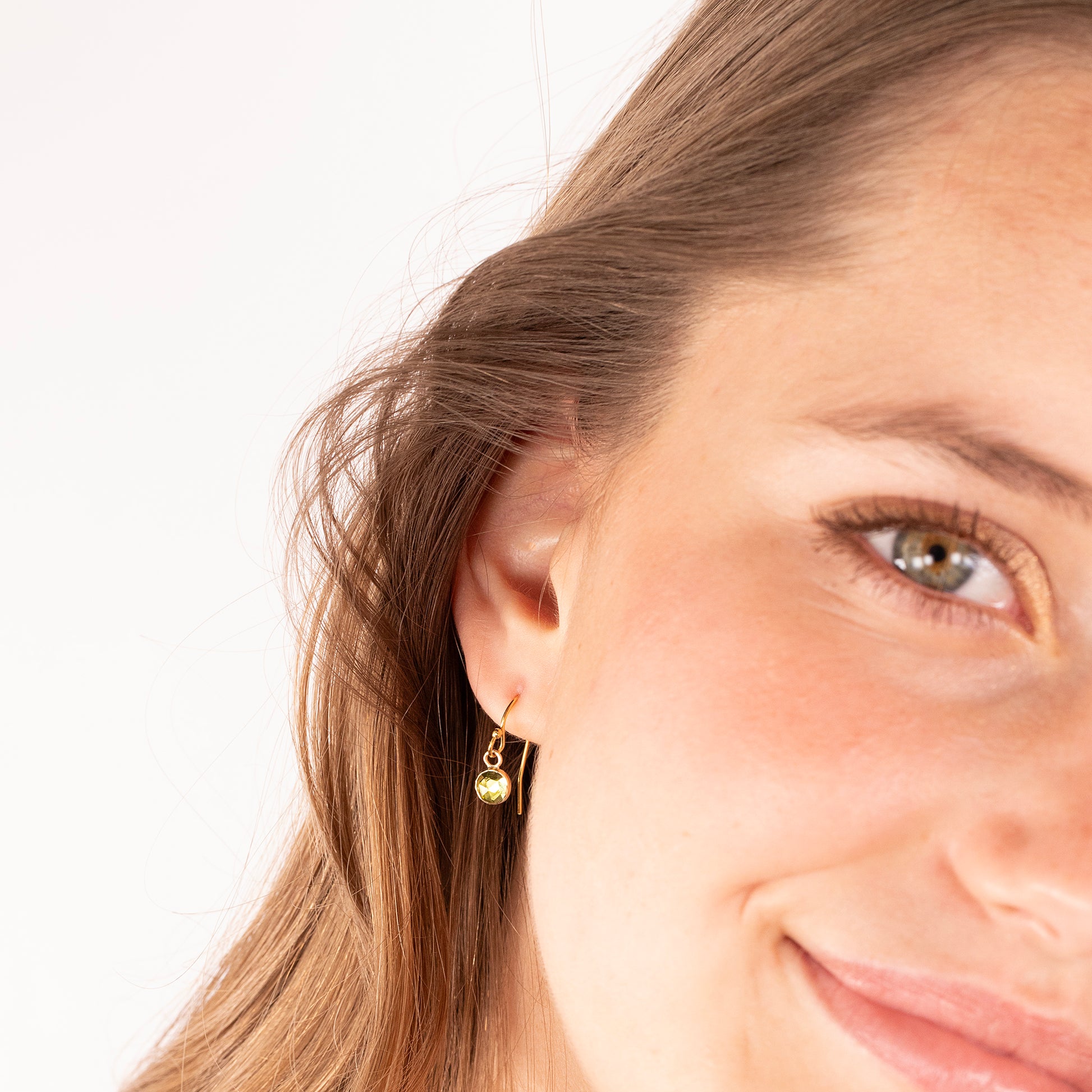 August Birthstone Drop Earrings - Peridot - Silver & Gold