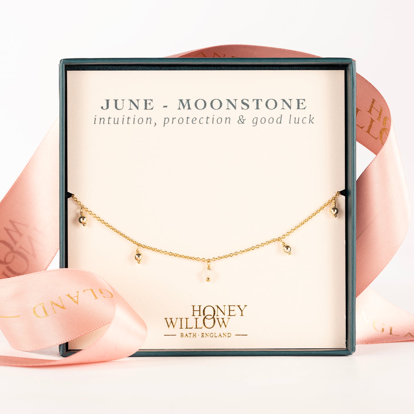 June Birthstone Trio Choker Necklace - Moonstone - Silver & Gold