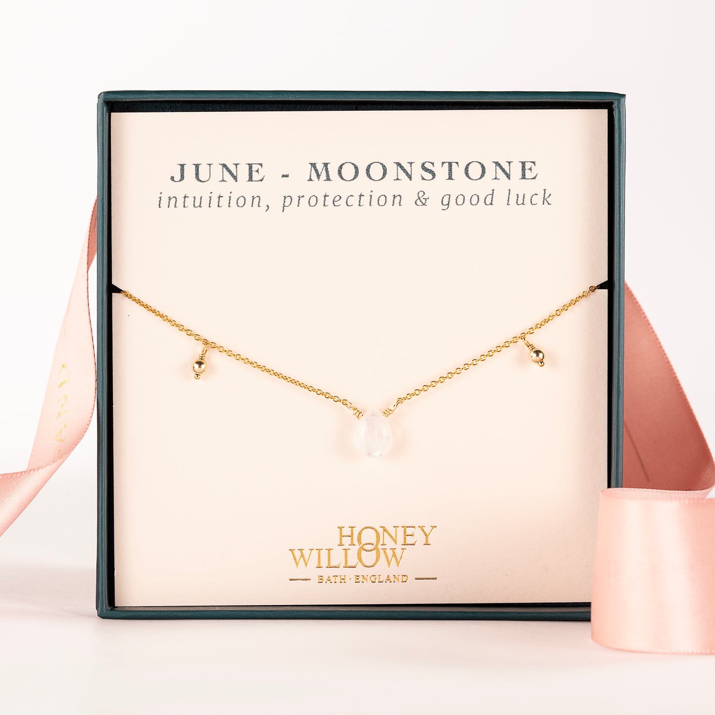 June Birthstone Briolette Choker Necklace - Moonstone - Silver & Gold