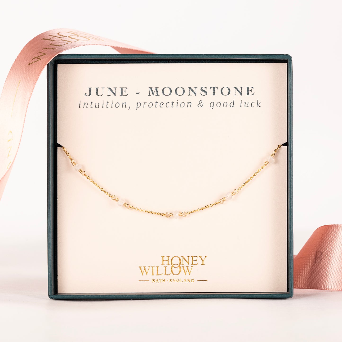 June Birthstone Satellite Necklace - Moonstone - Silver & Gold