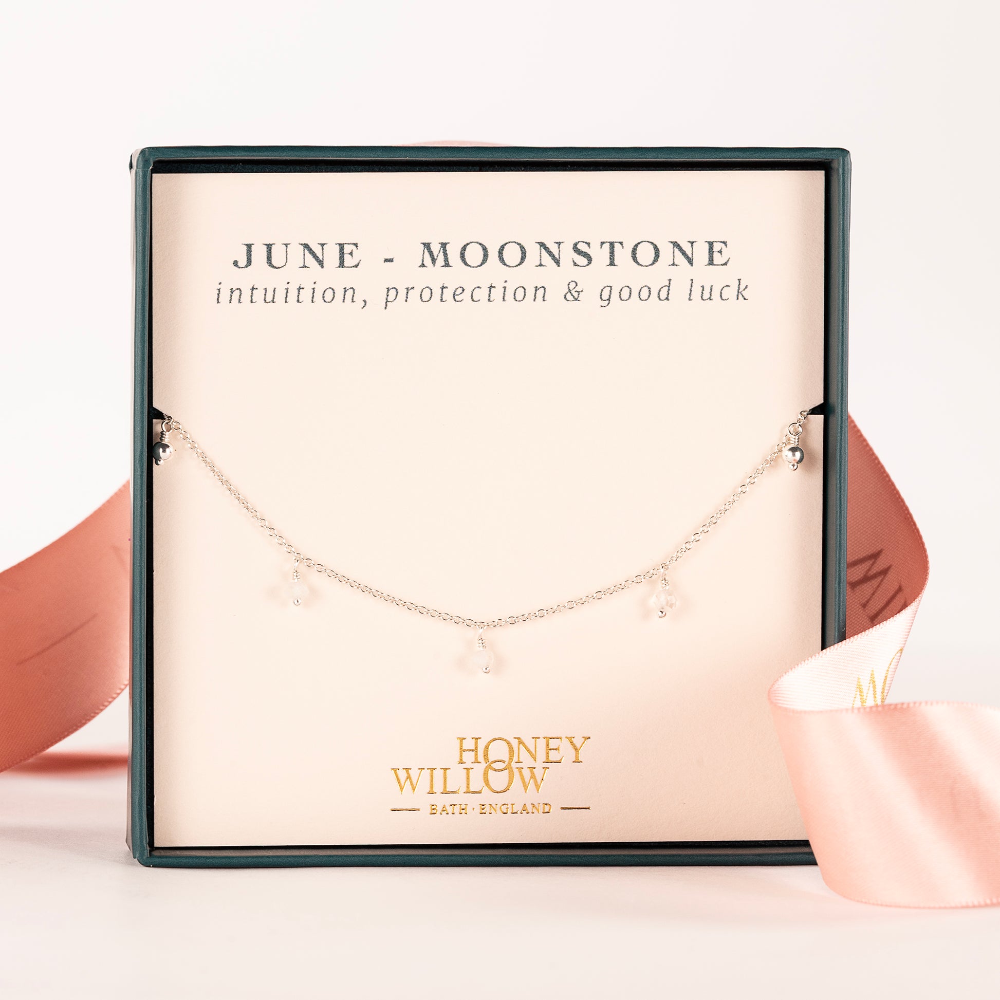 June Birthstone Trio Choker Necklace - Moonstone - Silver & Gold