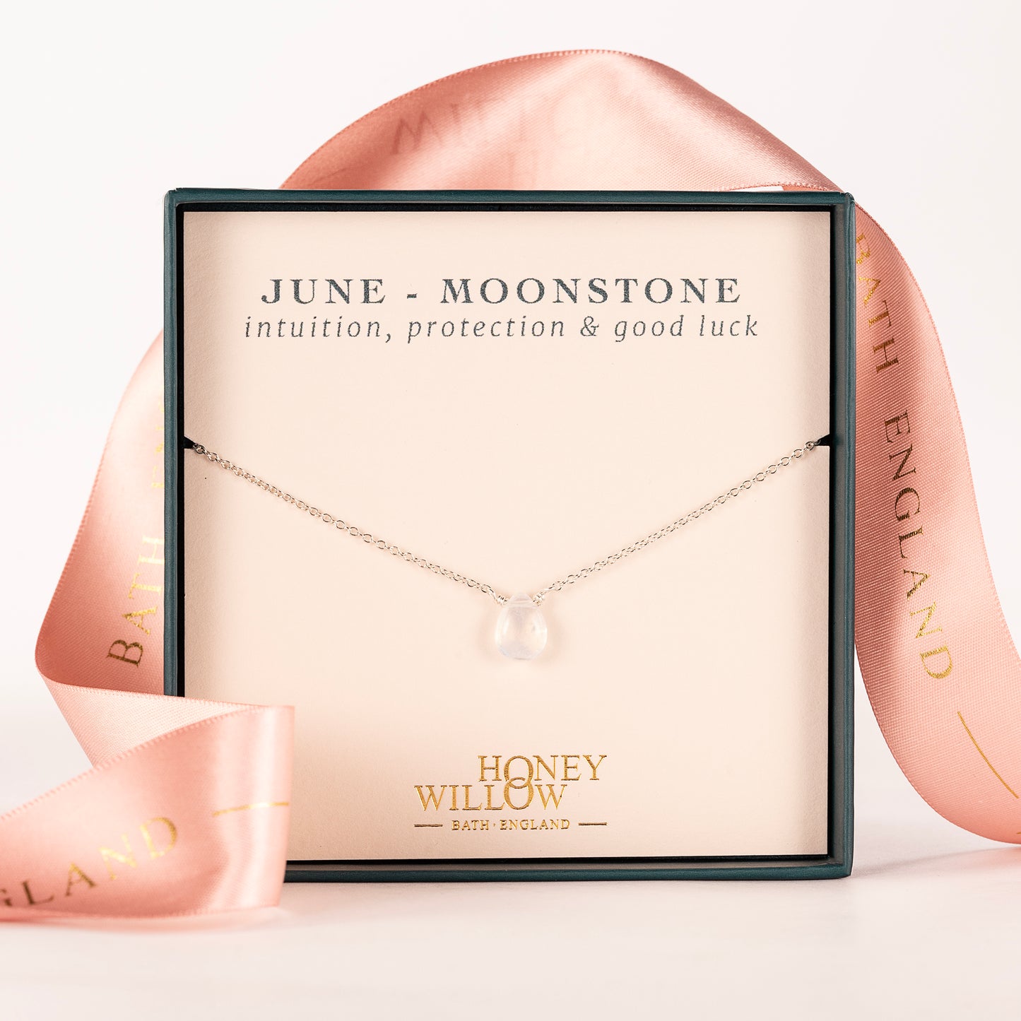 Dainty June Birthstone Necklace - Moonstone - Silver & Gold