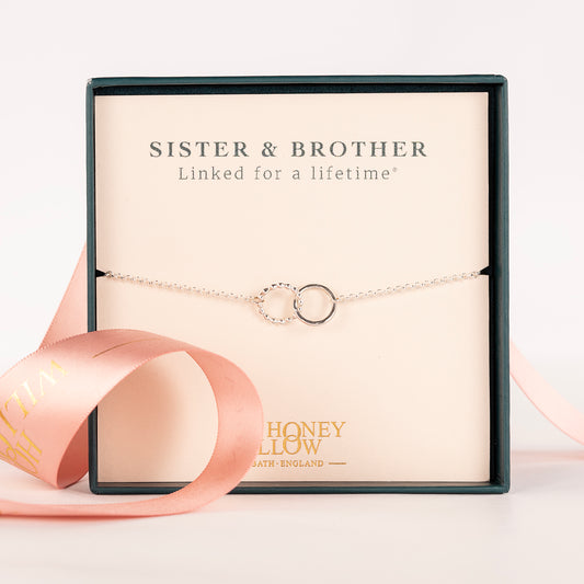 Gift for Sister from Brother - Love Link Bracelet - Linked for a Lifetime - Silver