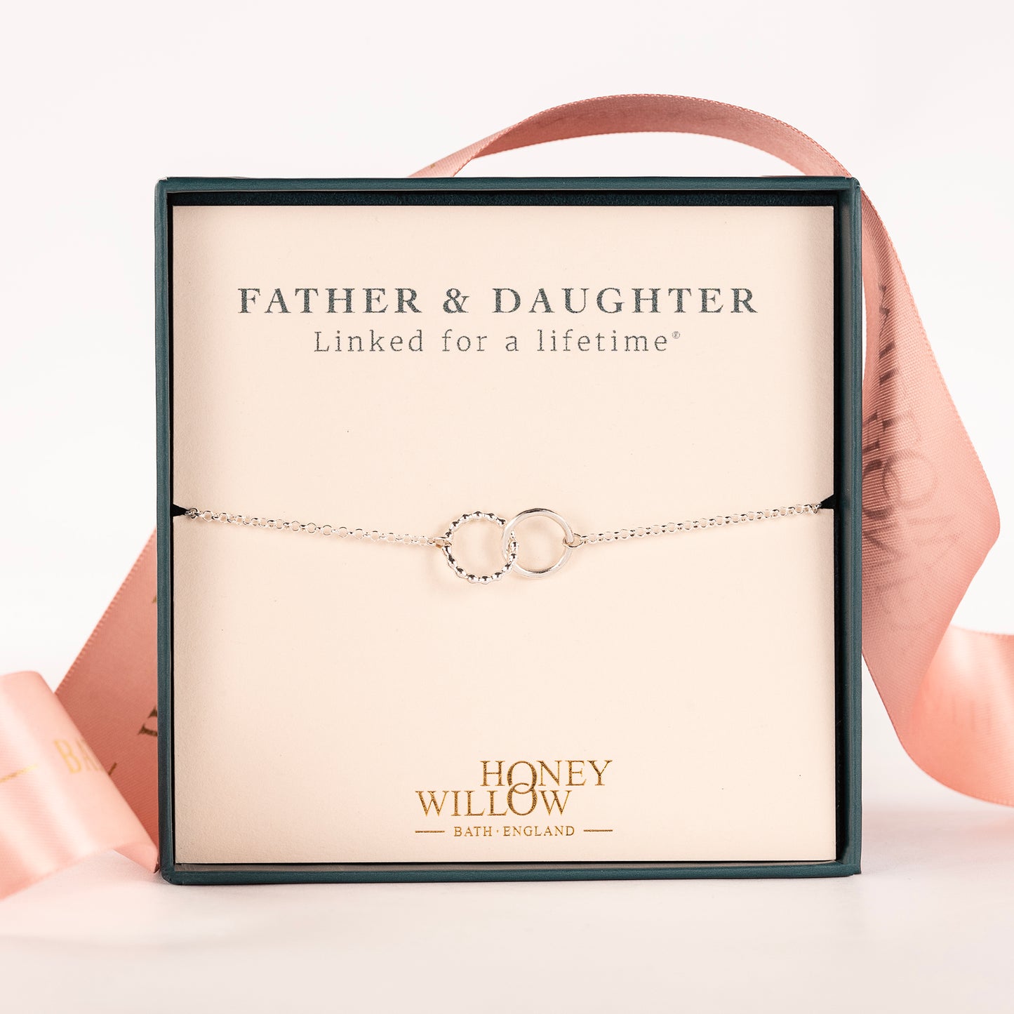 Gift for Daughter from Dad - Love Link Bracelet - Linked for a Lifetime - Silver