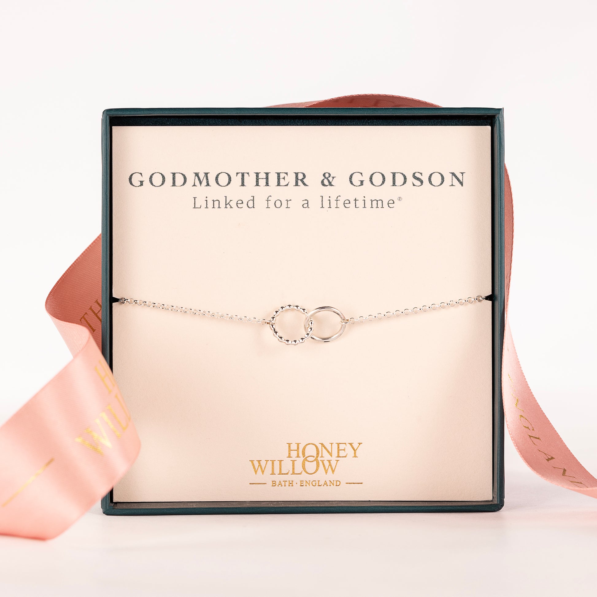 Gift for Godmother from Godson - Love Link Bracelet - Linked for a Lifetime - Silver