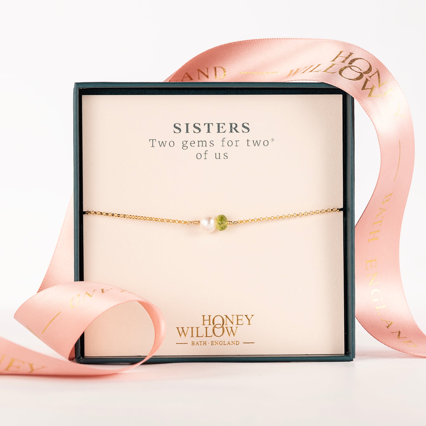 Gift for Sisters - Double Gem Bracelet - Pearl & Birthstone - Silver & Gold