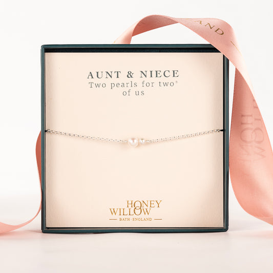 Gift for Niece from Aunt - Double Pearl Bracelet - Silver & Gold