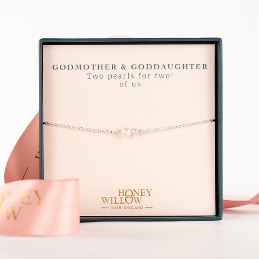 Godmother & Goddaughter Gift - Double Pearl Bracelet - Silver & Gold