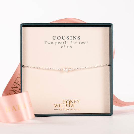 Gift for Cousins - Double Pearl Bracelet - Silver & Gold