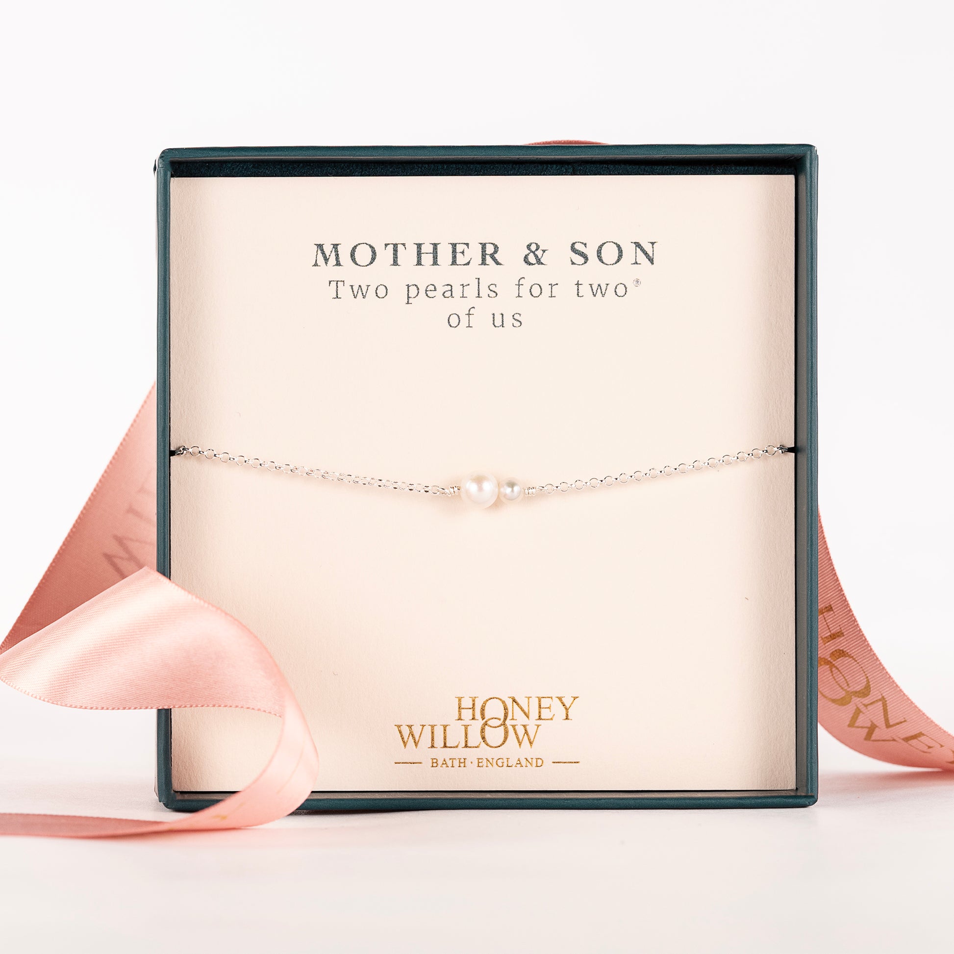 Mother & Son Gift - Double Pearl Bracelet - Silver & Gold