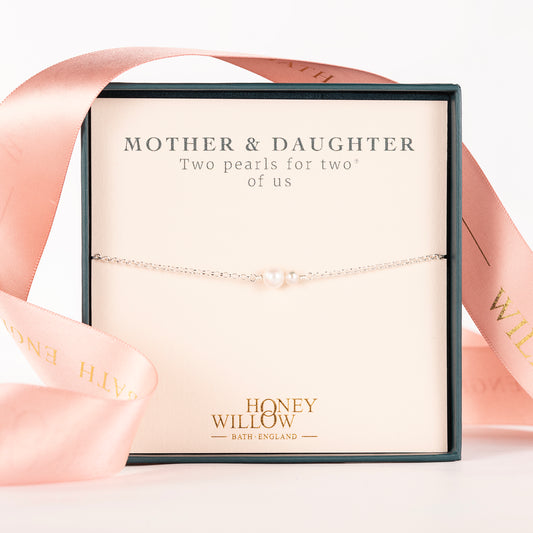 Mother & Daughter Gift - Double Pearl Bracelet - Silver & Gold