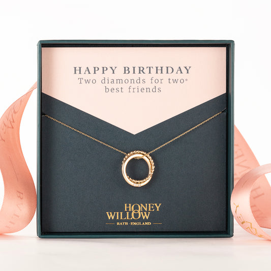 9kt Gold Necklace - 2 Diamonds for 2 Best Friends