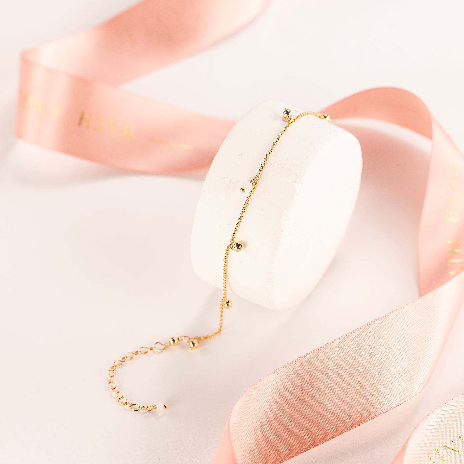 June Birthday Gift - Delicate Double Birthstone Bracelet - Moonstone - Silver & Gold