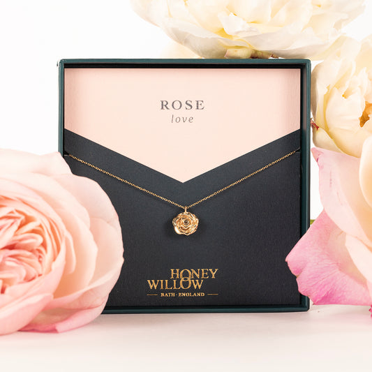 Rose Flower Necklace - Love - 9kt Gold