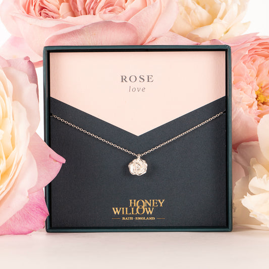 Rose Flower Necklace - Love - Silver