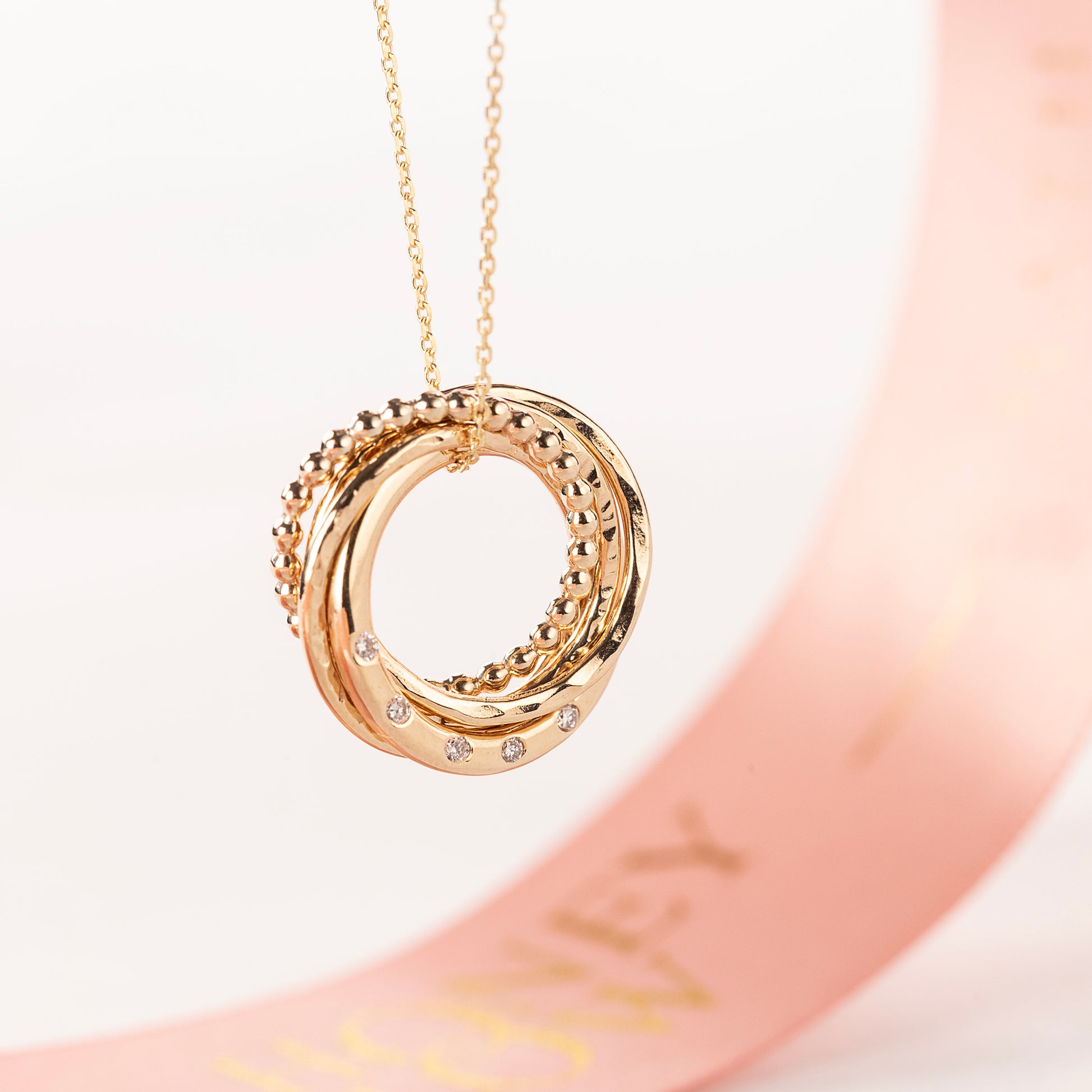 50th Birthday Necklace - 5 Diamonds for 5 Decades - 9kt Gold & Lab Grown Diamonds