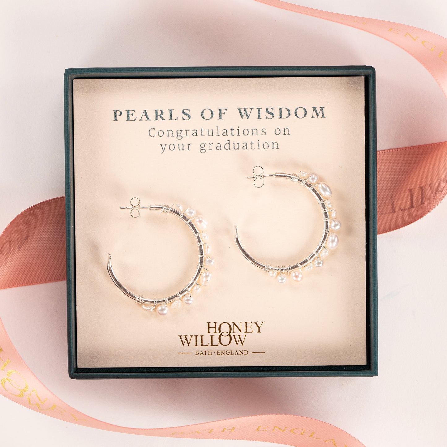 paerls of wisdom hoop earrings