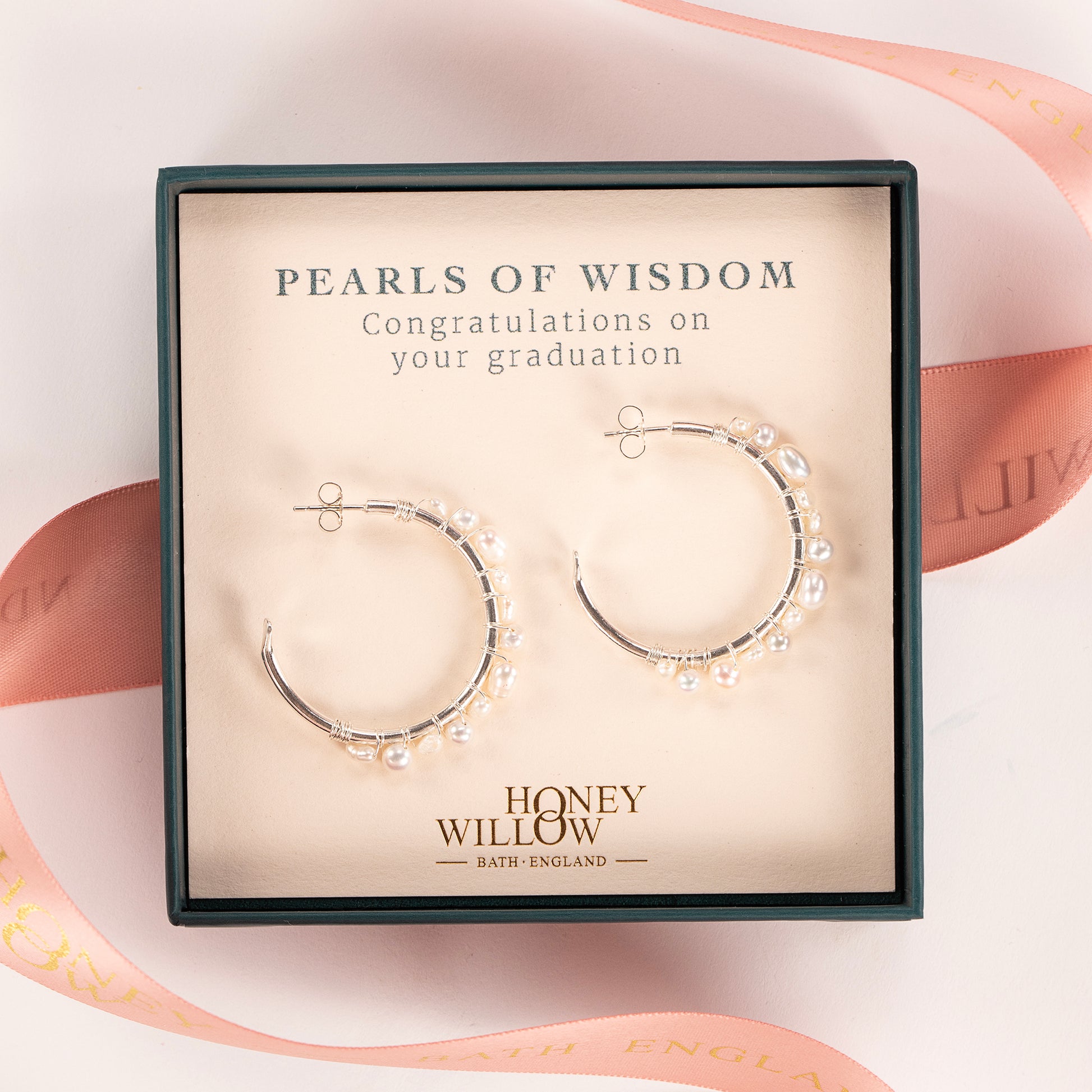 paerls of wisdom hoop earrings