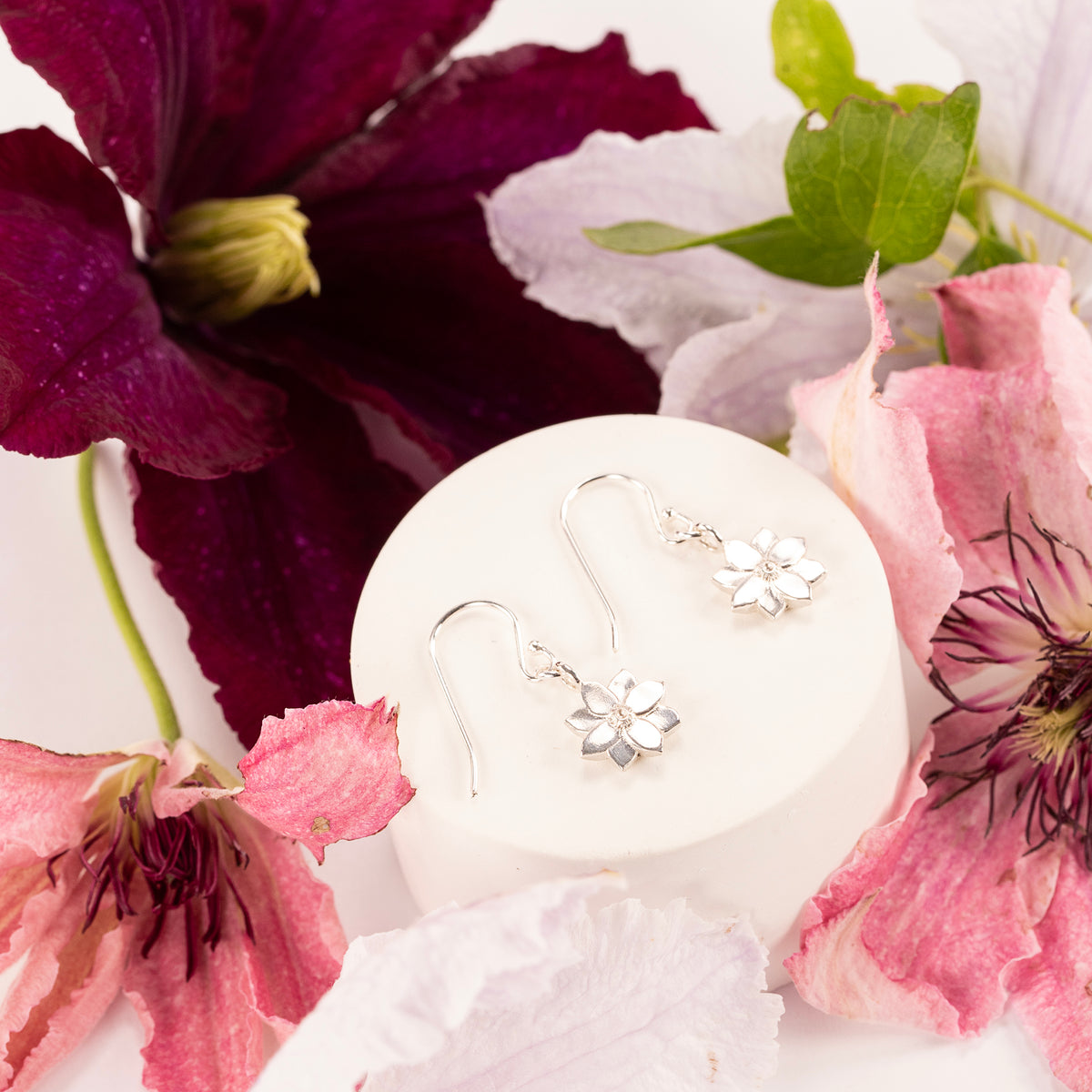 20. Jahrestagsgeschenk - Ohrstecker mit Aster-Blumen - Silber