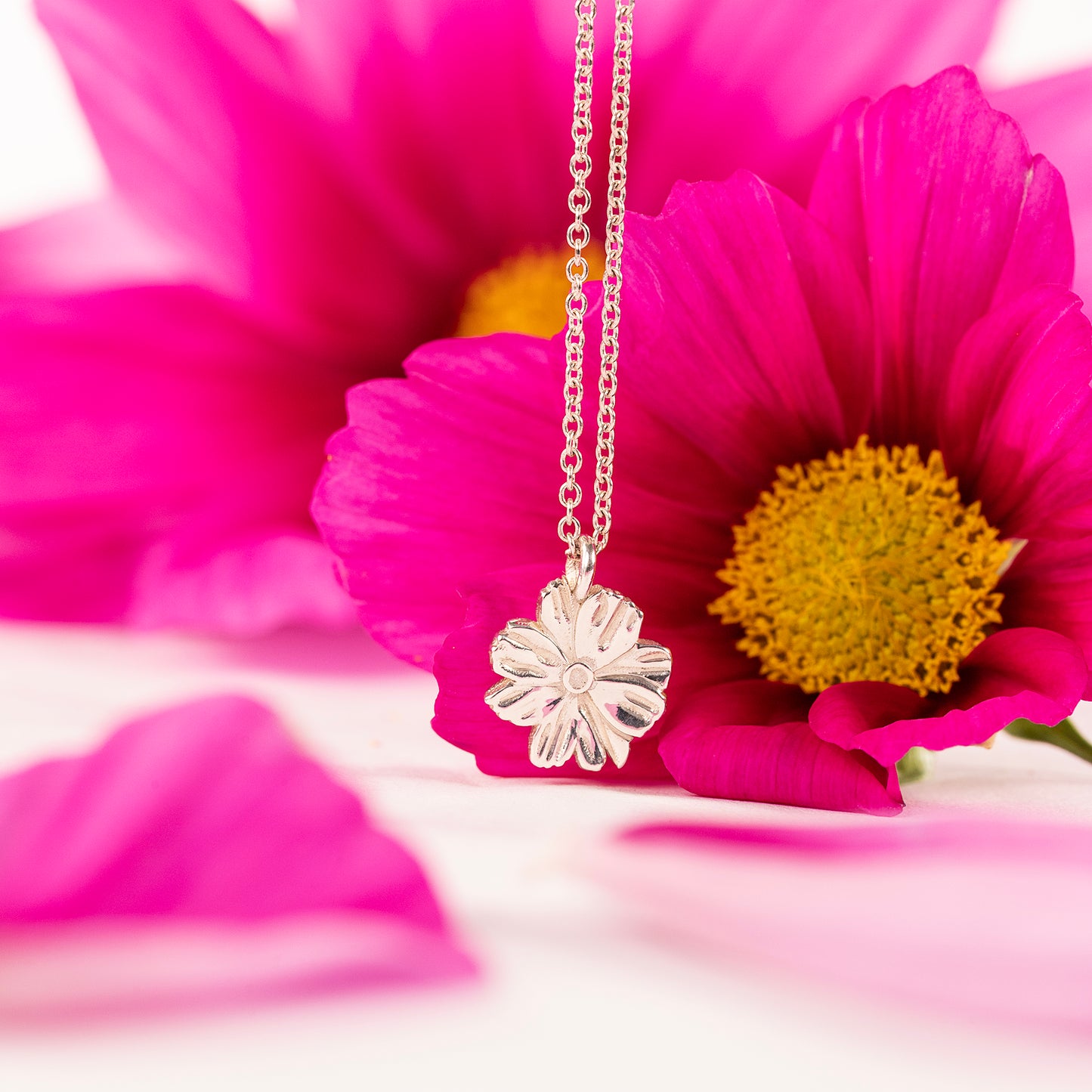 Cosmos Flower Necklace - Balance - Silver