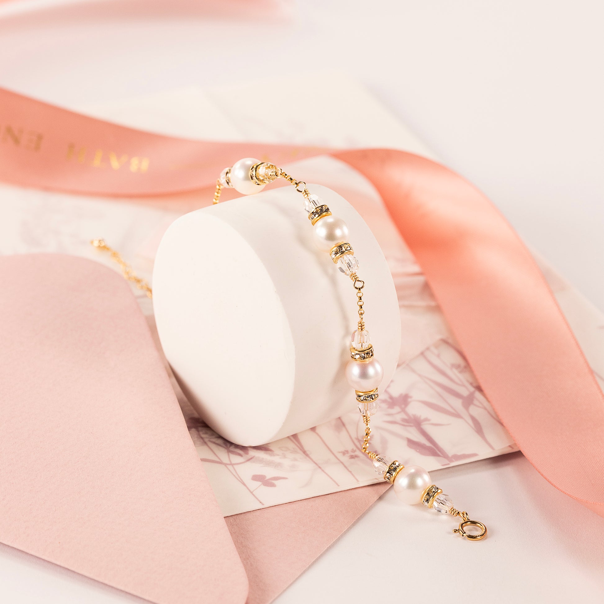 Freshwater Pearl & Crystal Bracelet - Silver & Gold - Vita