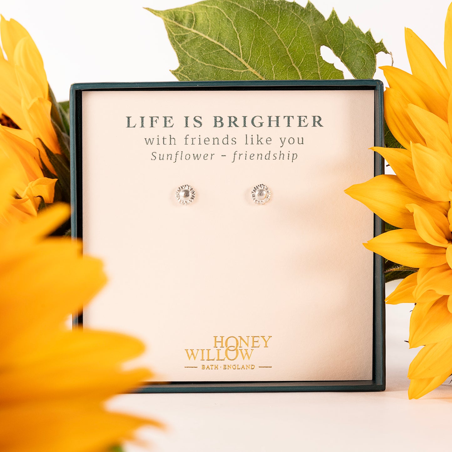 Sunflower Stud Earrings - Friendship - Silver