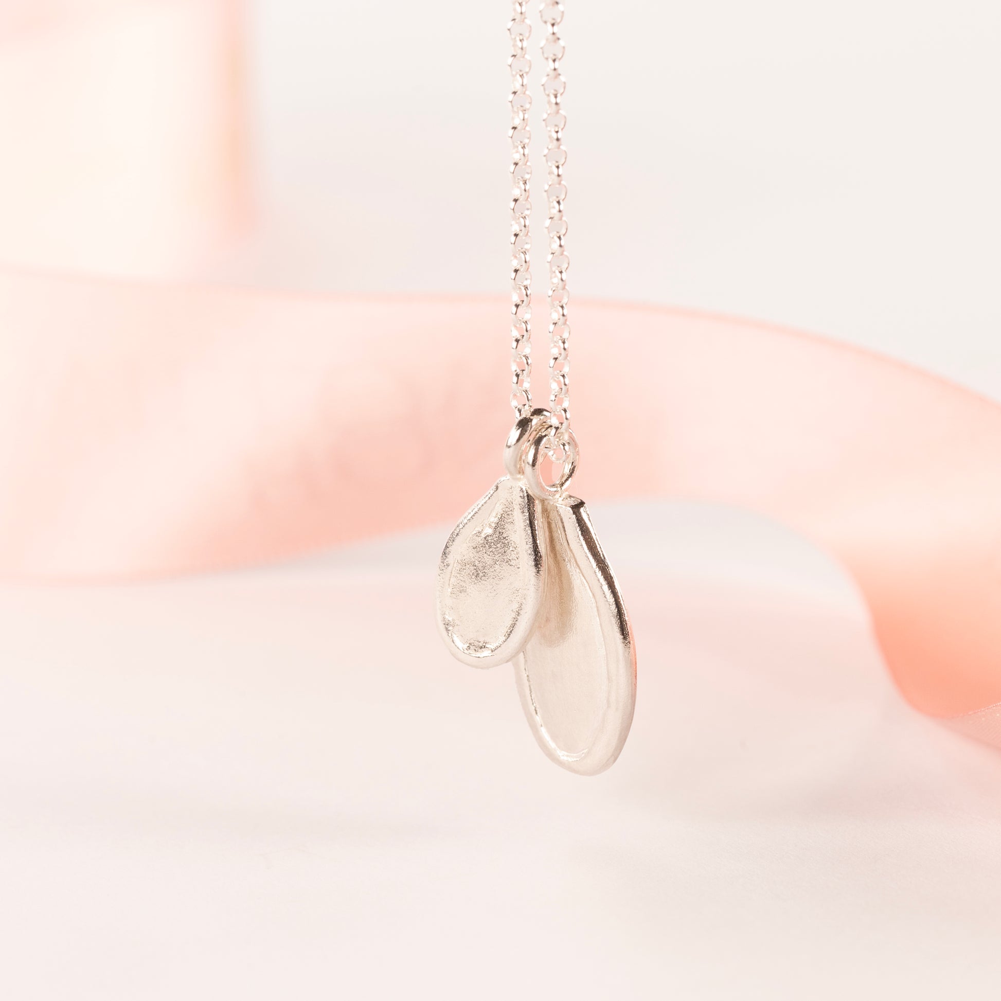 Gift for Mum - Double Seed Necklace - Silver