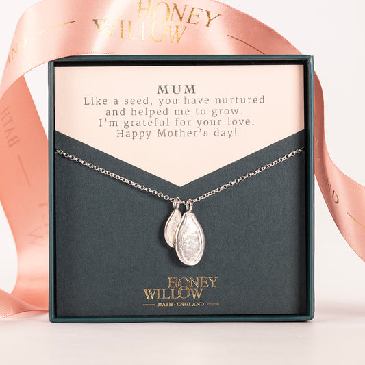 Gift for Mum - Double Seed Necklace - Silver