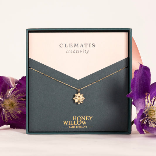 Clematis Flower Necklace - Creativity - 9kt Gold