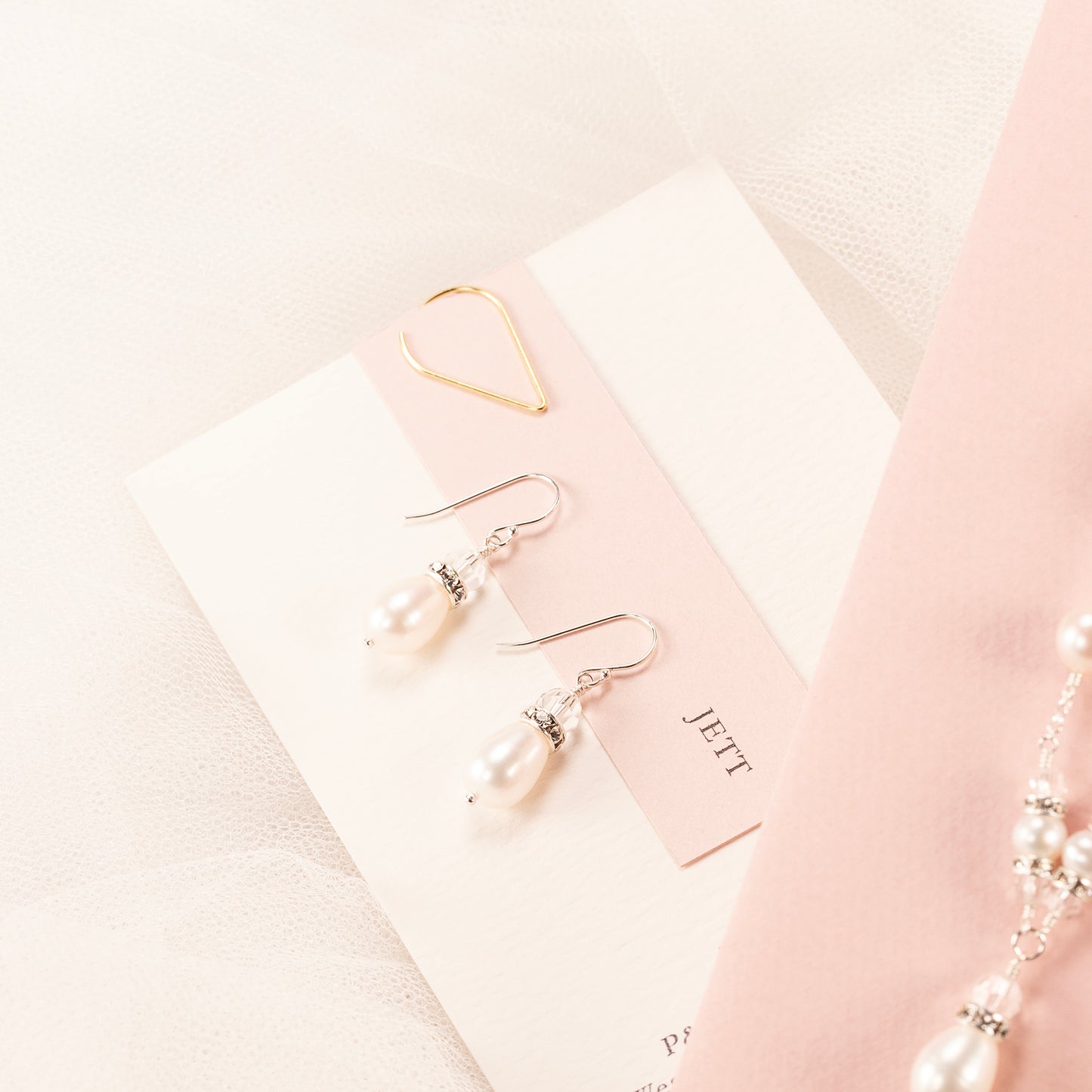 Crystal & Pearl Drop Bridal Earrings - Vita - Silver & Gold