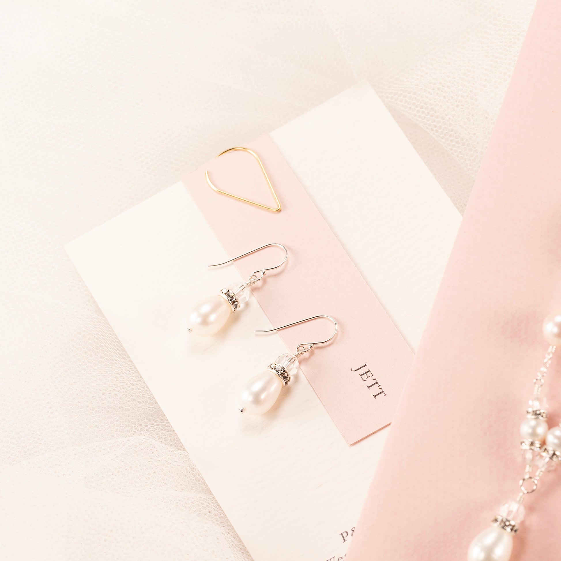 Crystal & Pearl Drop Bridal Earrings - Vita - Silver & Gold