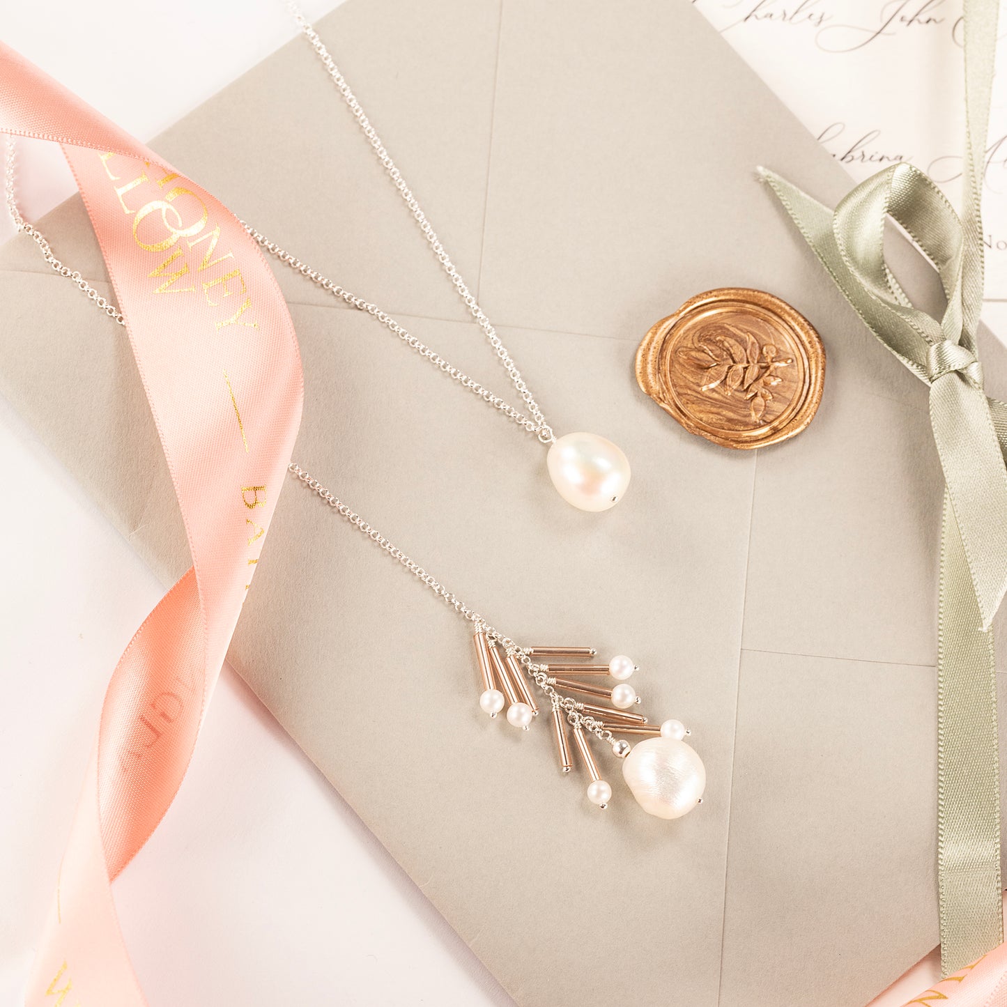 Pearl Cascade Backdrop Necklace - Juno - Silver & Gold