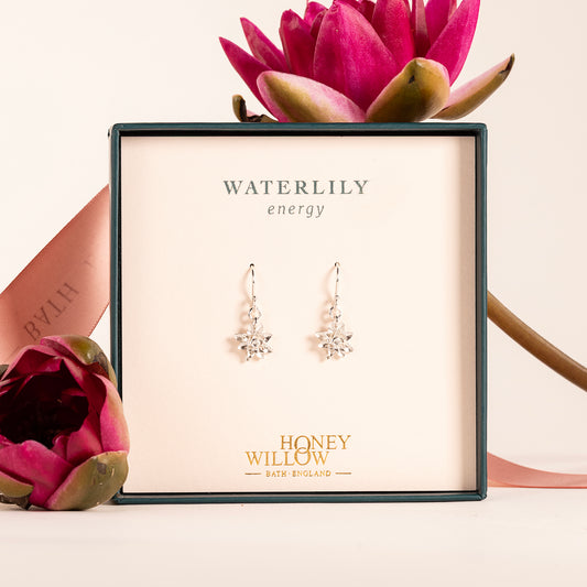 Waterlily Flower Earrings - Energy - Silver