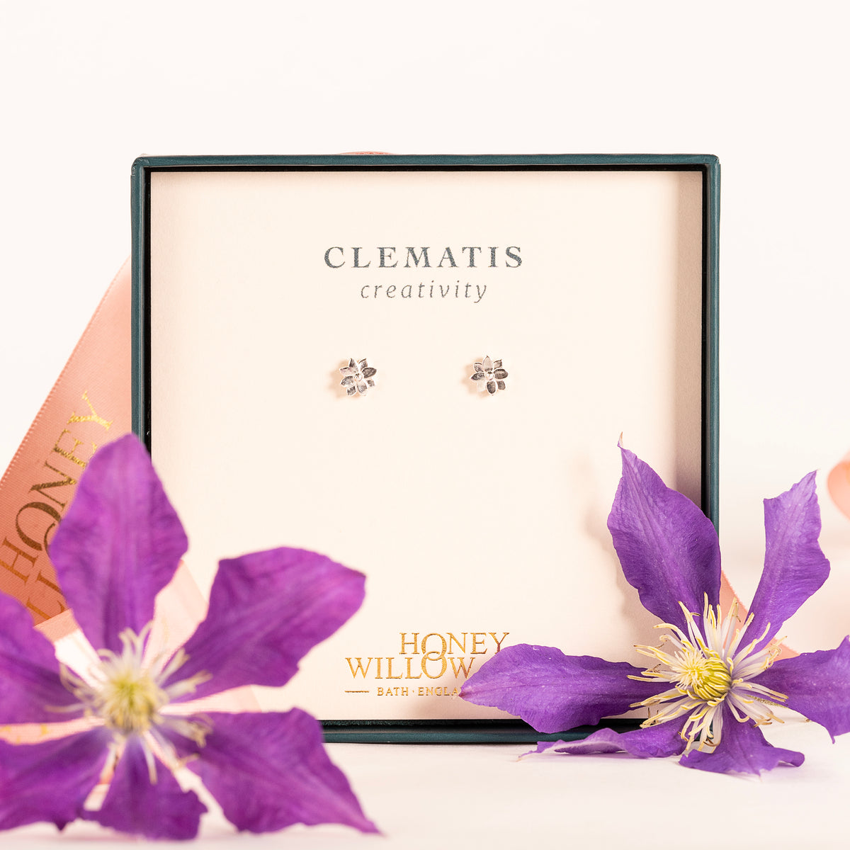 Clematis Flower Stud Earrings - Creativity - Silver