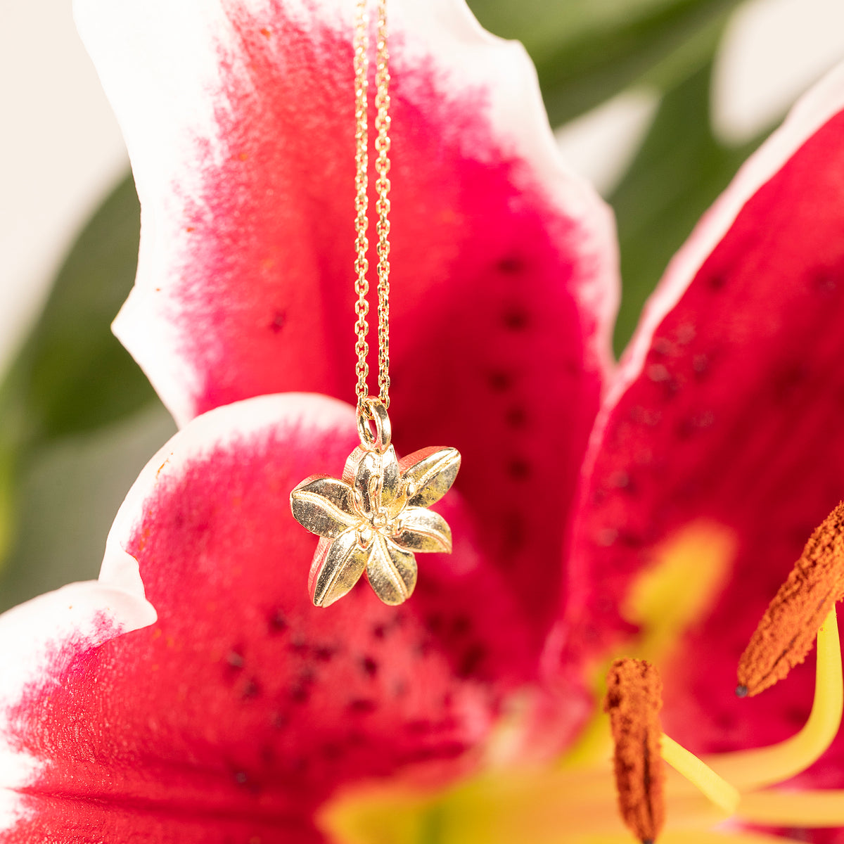 Lily Flower Necklace - Devotion - 9ct Gold