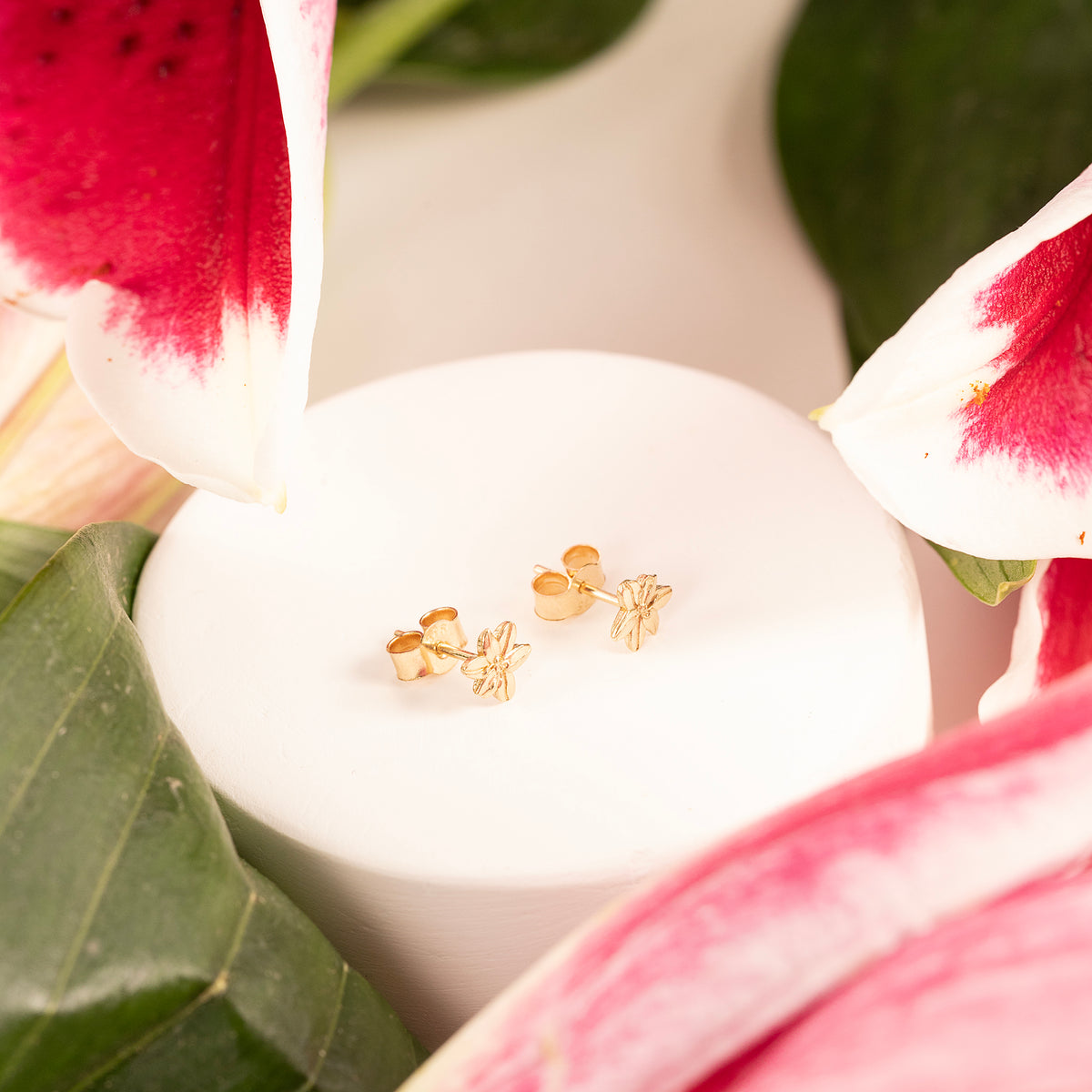 Lily Stud Earrings - Devotion - 9ct Gold