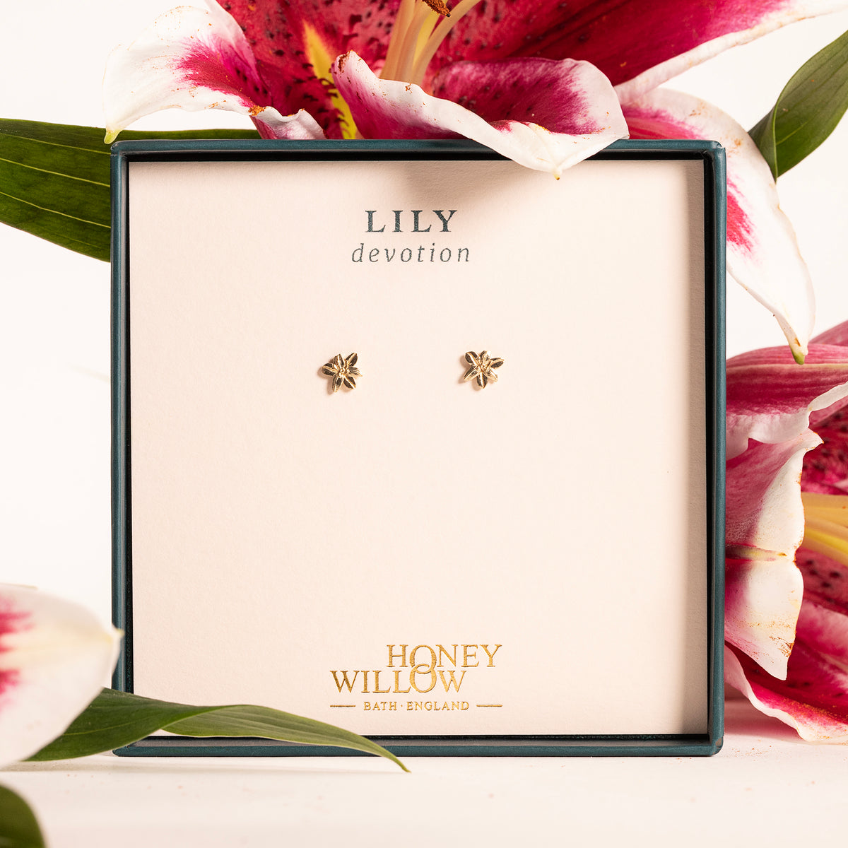 Lily Stud Earrings - Devotion - 9ct Gold
