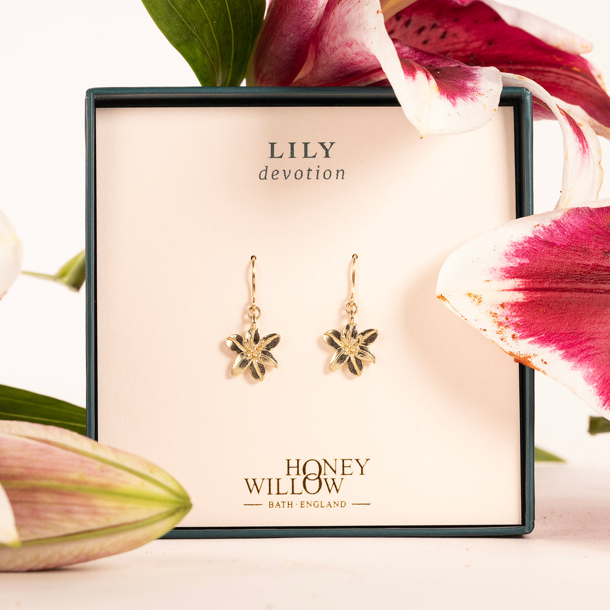 Lily Flower Earrings - Devotion - 9ct Gold