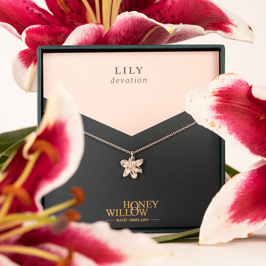 Lily Flower Necklace - Devotion - Silver