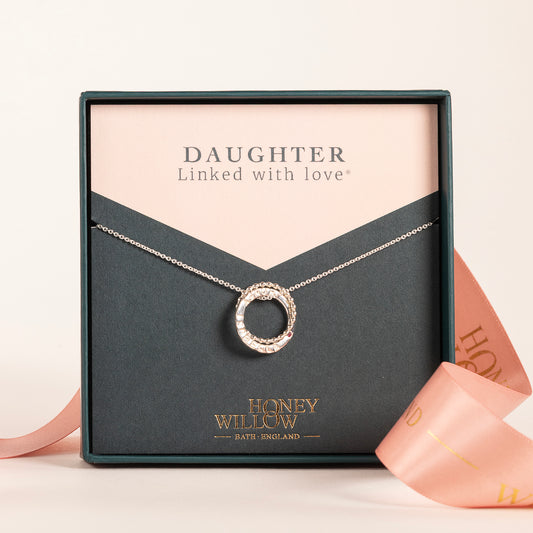 Gift for Daughter - Personalised Double Link Birthstone Necklace - Petite Silver